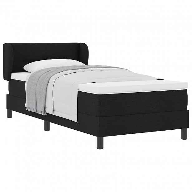 vidaXL Postel s boxspringem s čelo Černá 90 x 190 cm textil