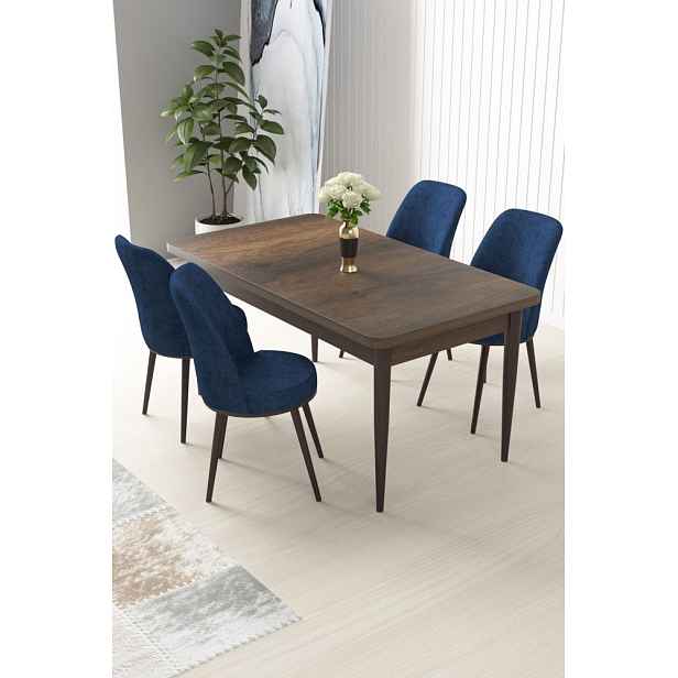 Dining Table & Chairs Set (5 Pieces) Nil - Baroque, Navy Blue