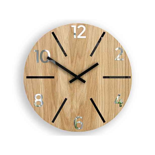 ModernClock Dřevěné nástěnné hodiny Aksel 33 cm dub přírodní/černé