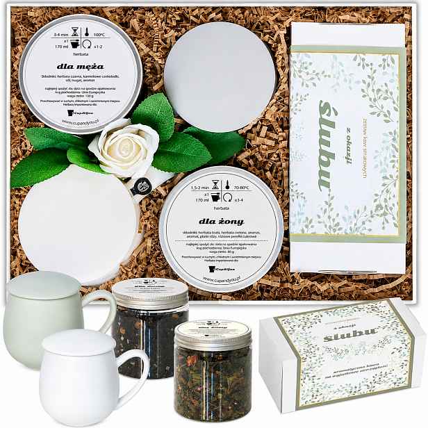 Personalizovaný Dárek Na Svatba Box Set Čajových Hrnků S Vařiči
