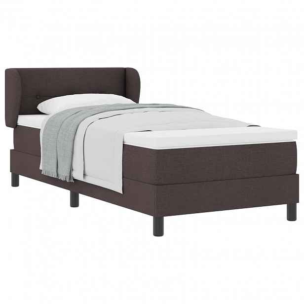 vidaXL Postel s boxspringem s čelo Tmavě hnědá 90 x 190 cm textil