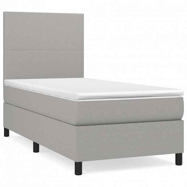 vidaXL Box spring postel s matrací světle šedý 100 x 200 cm textil