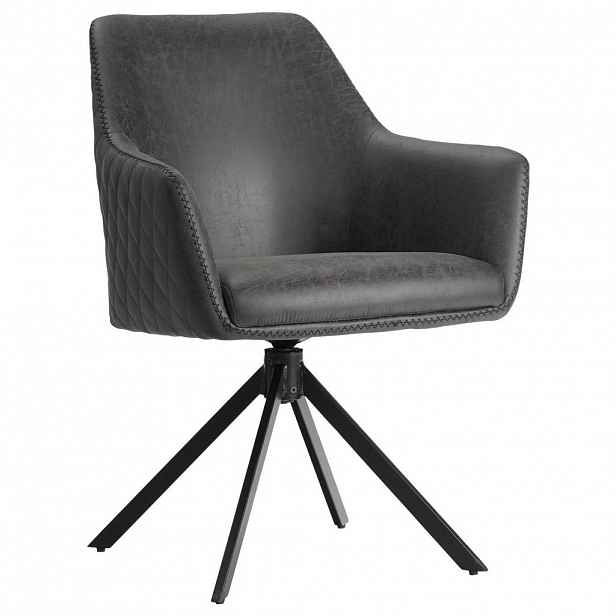 Ambia Home ŽIDLE S PODRUČKAMI, železo, mikrovlákno, antracitová, černá