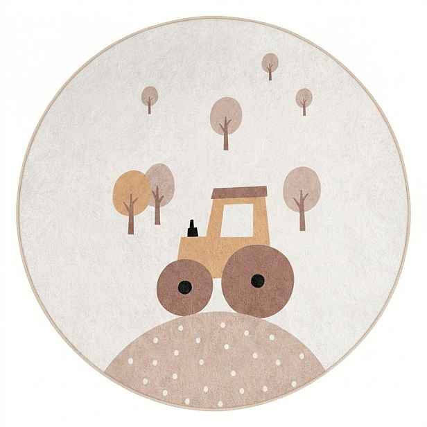 Béžový pratelný dětský koberec ø150 cm Tractor World – Mila Home