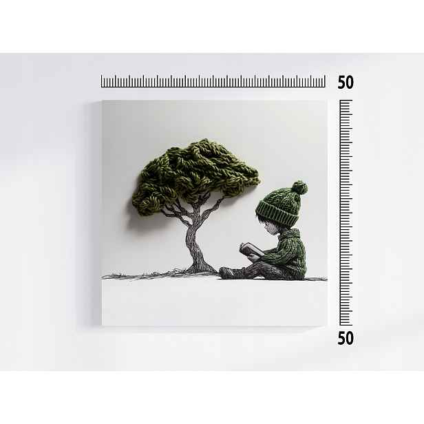 Obraz Na Plátně Canvas Dítě Chlapec Dřevo Kniha 3D Vlna 50x50