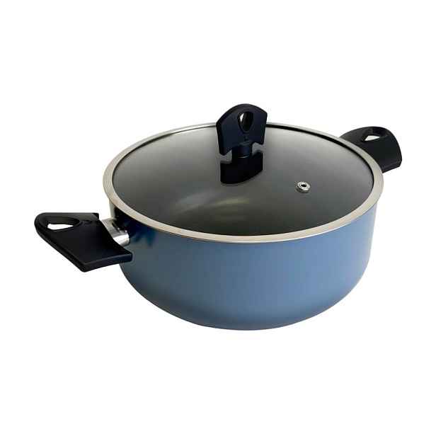 SAN IGNACIO Kastrol s poklicí a nepřilnavým povrchem NOIA 24 cm modrá BGEU-6961