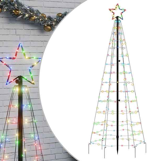 vidaXL LED vánoční stromek s hroty 220 barevných LED 180 cm