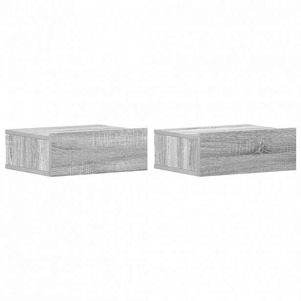 vidaXL Plovoucí noční stolky 2 ks šedé sonoma 40 x 30 x 15 cm kompozit