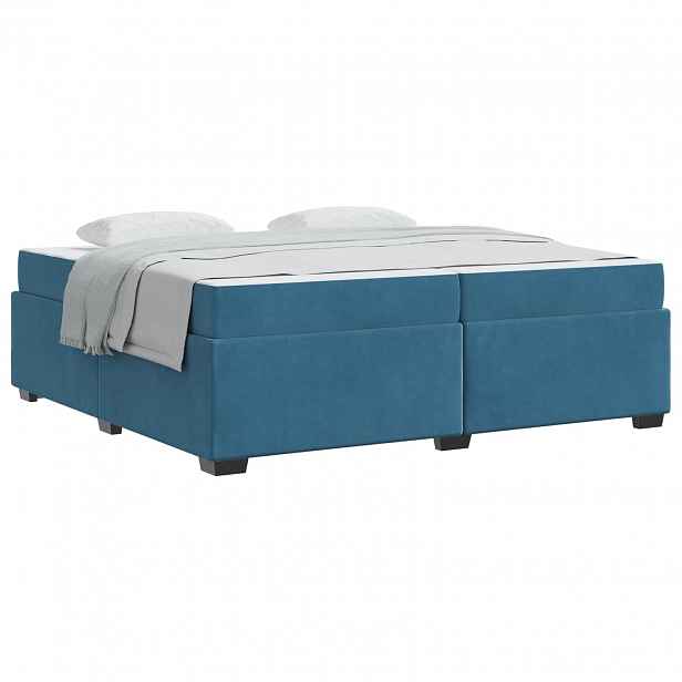 vidaXL Rám postele s matrací Tmavě modrá 200 x 200 cm textil