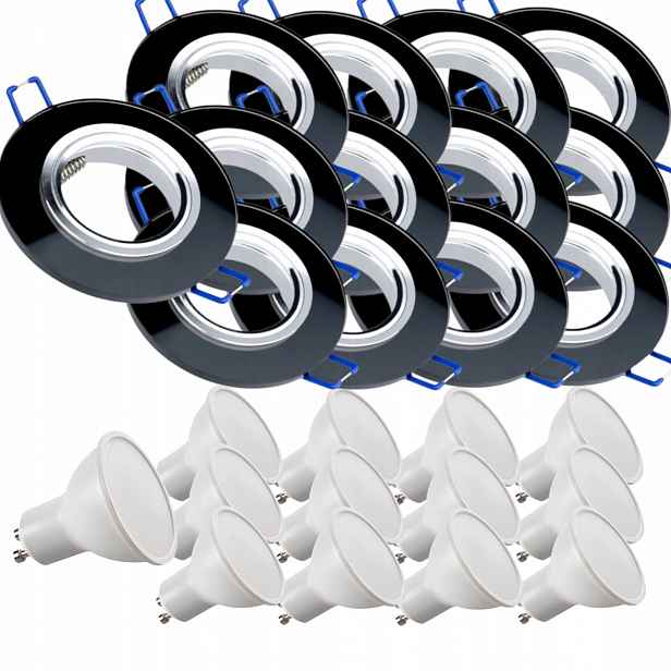 13x Černá Skleněná Stropní Lampa Halogenové Svítidlo Led Žárovky 5W