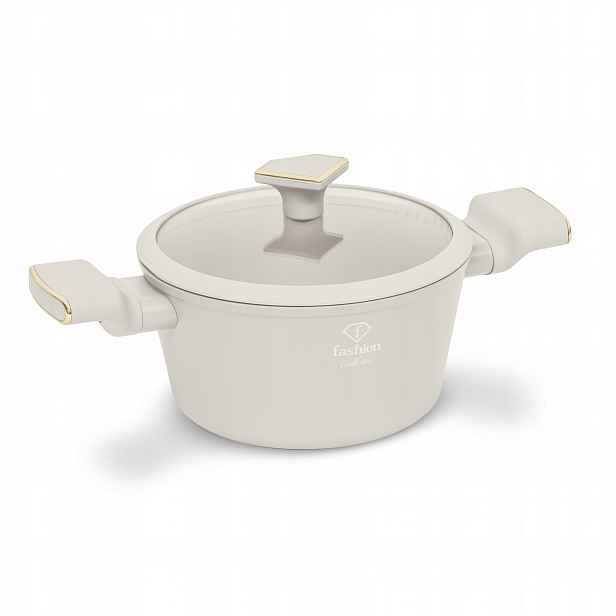 Hrnec s poklicí 20 cm, Fashion FTV-0068 Matte Cream-Gold