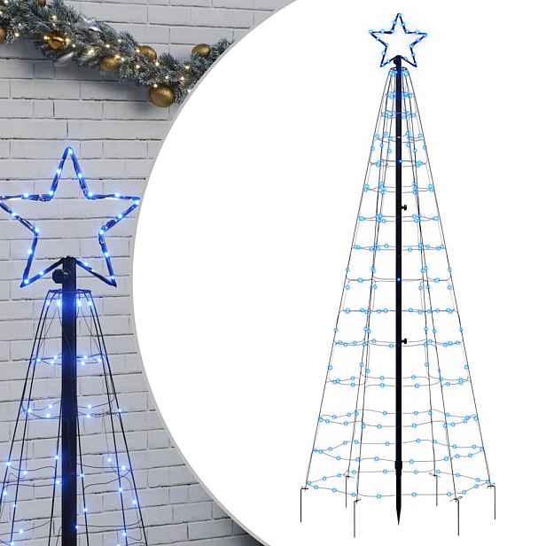 vidaXL LED vánoční stromek s hroty 220 modrých LED 180 cm