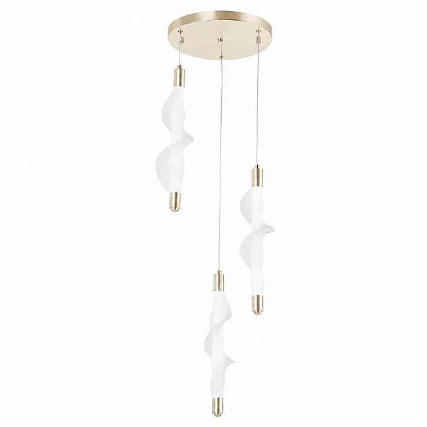 Závěsná Led lampa Bílá Designová 3 Světelné body Spirála Zlatá Vlnitá