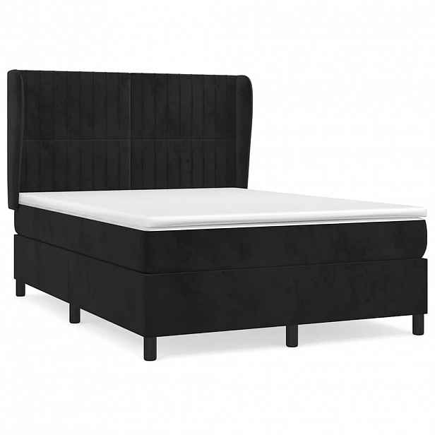 vidaXL Box spring postel s matrací černá 140x200 cm samet