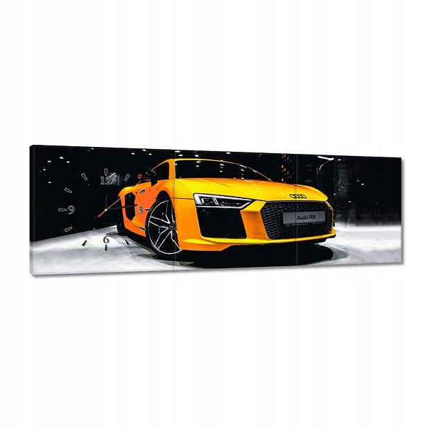 Hodiny 120x40 Žluté Audi R8