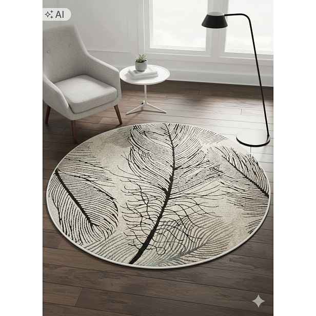 Koberec kulatý do obývacího pokoje 160 cm, vícebarevný, měkké štětiny, plyšový