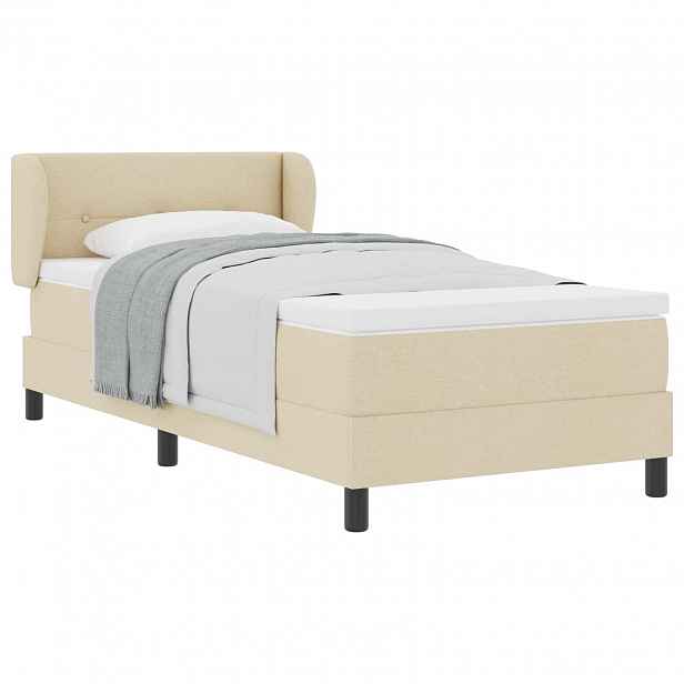 vidaXL Postel s boxspringem s čelo Krémová 90 x 190 cm textil