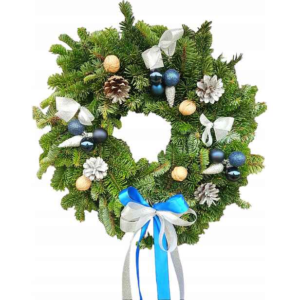 Dekorace, věnec, živý modrý na dveře, Vánoce, advent [BN-Z1]