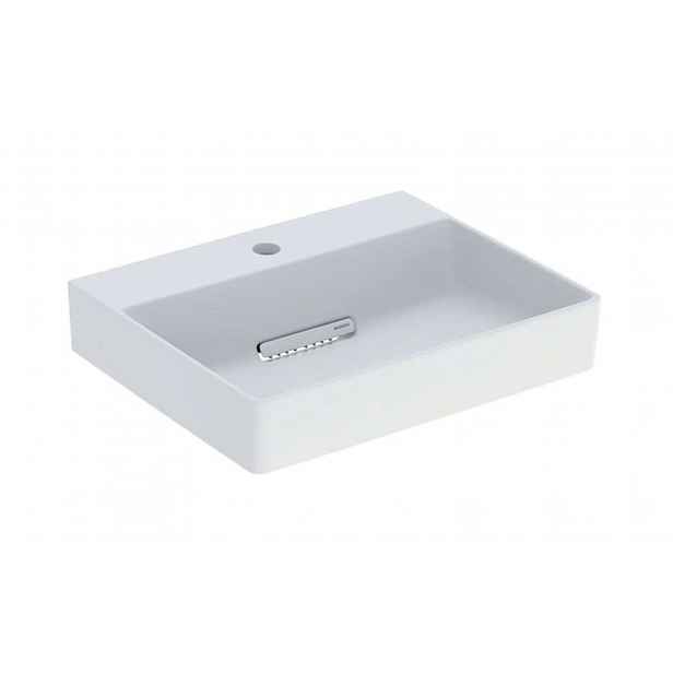 Geberit ONE - Umyvadlo na desku 50x41x14 cm, skrytý přepad, otvor pro baterii, vodorovný odtok, matná bílá 505.026.00.1