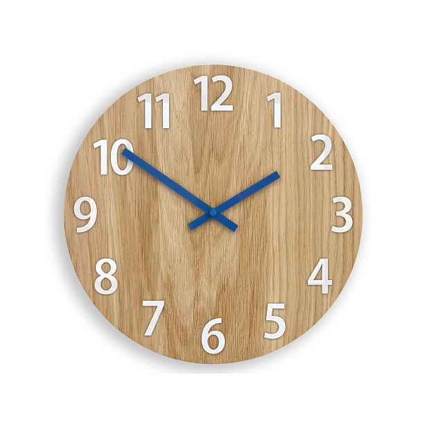 ModernClock Dřevěné nástěnné hodiny Amadeus 33 cm modré/bílé