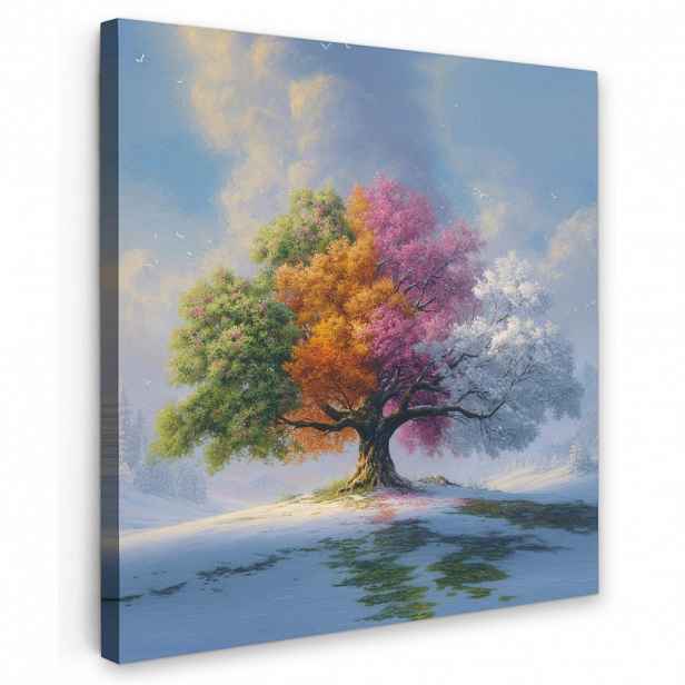 MuchoWow OBRAZ NA PLÁTNĚ Strom - Roční období - Zima - Krajina 20x20 cm