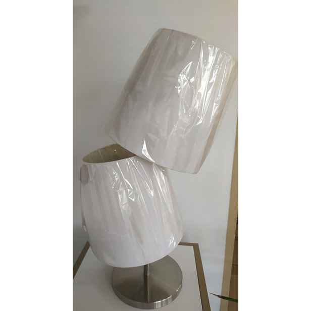 Noční lampa stolní velká chromová saténová stolní lampa s dvojitým stínítkem XXL