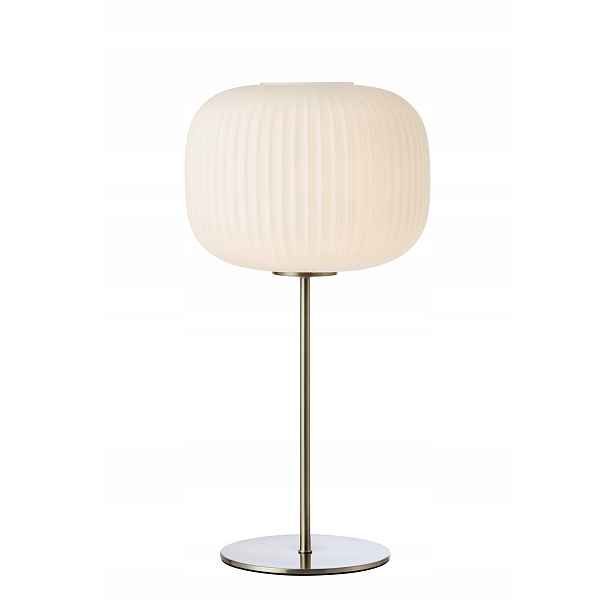 Stolní lampa stylové, skleněné rýhované bílé stínidlo Sober E27 Markslojd
