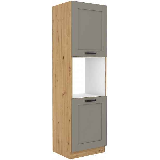 Vysoká skříňka na vestavnou troubu Luna 60 DP-210 2F Barva korpusu: Dub artisan, Barva dvířek: Clay Grey