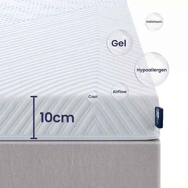 TEMU Matracový topper Bedstory, dvouvrstvá pevná matrace H2 & H3, výška 10 cm, prodyšná gelová komfortní studená pěna s pratelným potahem, bílá,