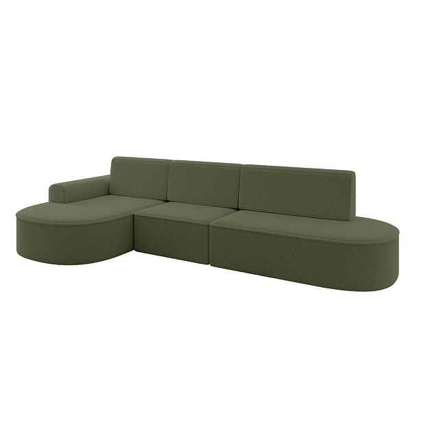 ALTDECOR ROHOVÁ SEDAČKA s funkcí spaní a otomanem, levá MARI-L2-S 368x167x85 Zelená Buklé