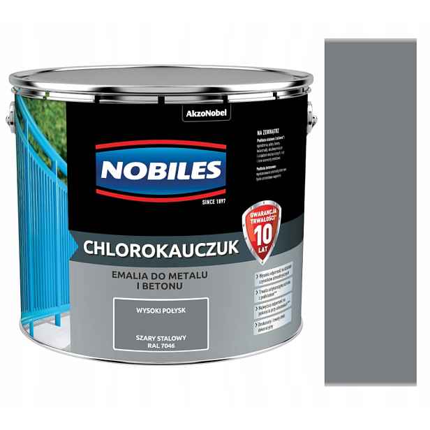 Nobiles Chlorkaučuk Smalt 10L Šedý Ocelový 7046