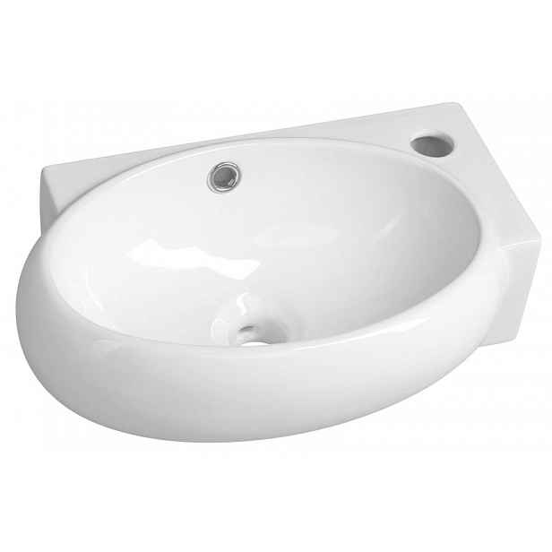 Sapho Small - Umývátko Ribera 43x29 cm, s přepadem, otvor pro baterii vpravo, bílá AR497