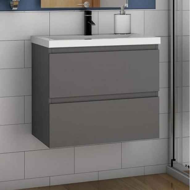 Stacato FLEUR LINE 50 antracit skříňka 51 x 53 cm komplet s keramickým umyvadlem