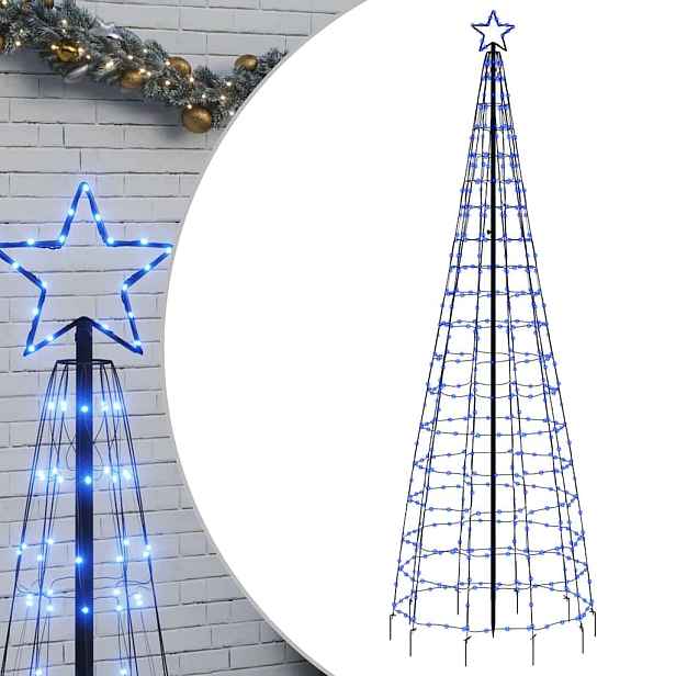 vidaXL LED vánoční stromek s hroty 570 modrých LED 300 cm