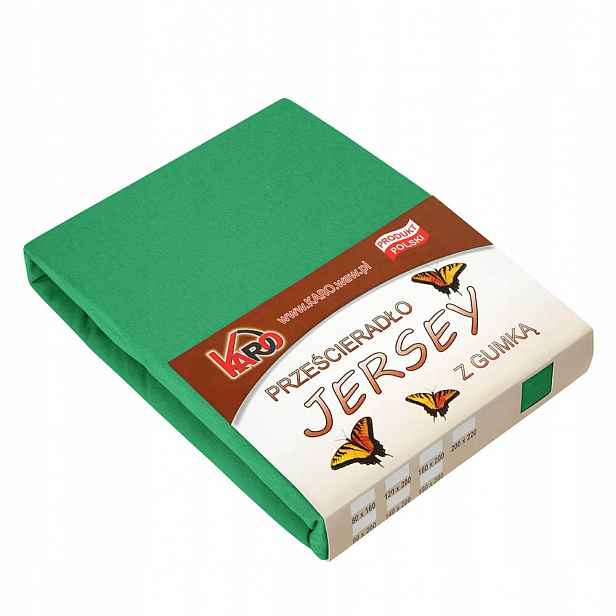 Prostěradlo jersey s gumičkou 200x200 zelené Karo