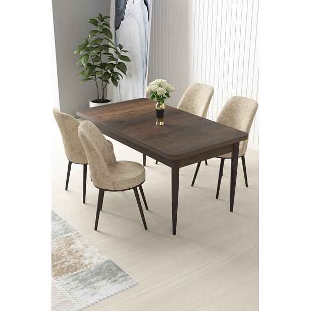 Dining Table & Chairs Set (5 Pieces) Nil - Baroque, Cream