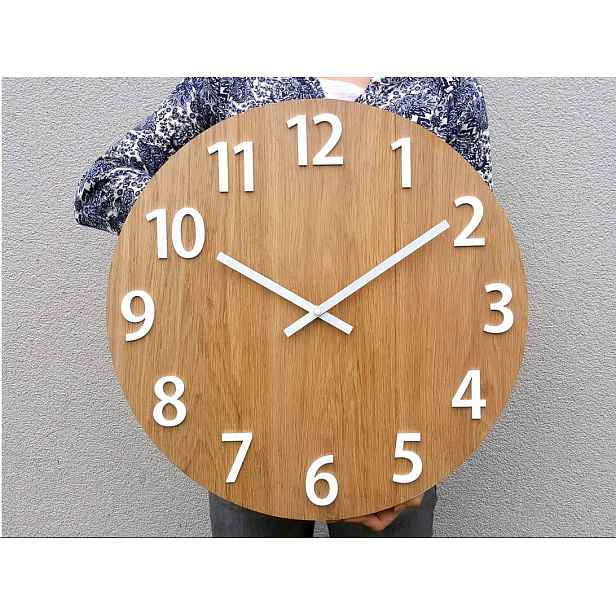 ModernClock Dřevěné nástěnné hodiny Amadeus 49 cm hnědé/bílé