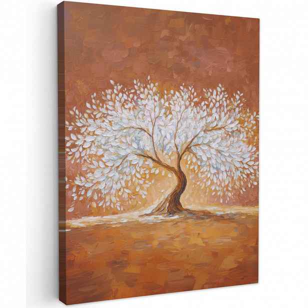 MuchoWow OBRAZ NA PLÁTNĚ Abstraktní - Strom - Bílý - Listy 60x80 cm