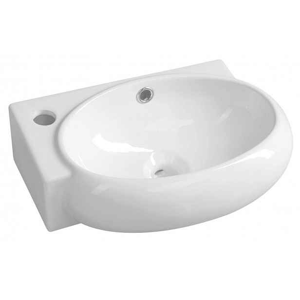 Sapho Small - Umývátko Ribera 43x29 cm, s přepadem, otvor pro baterii vlevo, bílá AR498