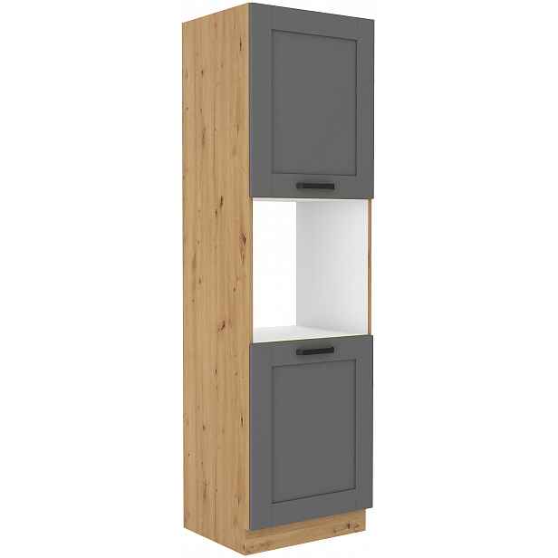 Vysoká skříňka na vestavnou troubu Luna 60 DP-210 2F Barva korpusu: Dub artisan, Barva dvířek: Dust Grey