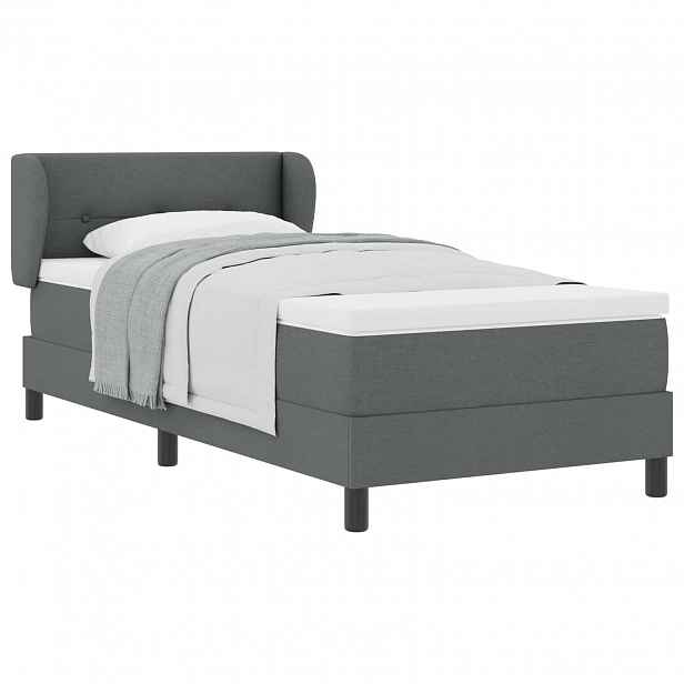 vidaXL Postel s boxspringem s čelo Tmavě šedá 90 x 200 cm textil