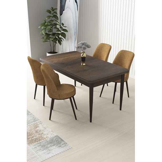 Dining Table & Chairs Set (5 Pieces) Nil - Baroque, Cappuccino