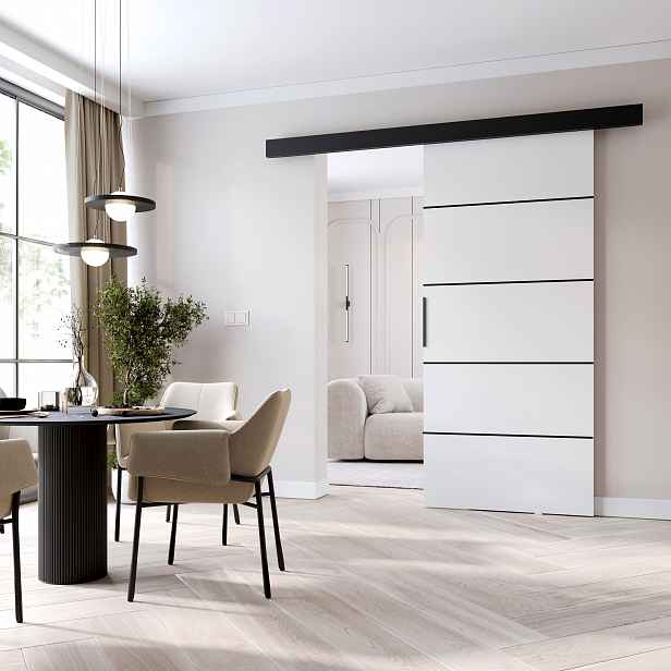 Interiérové dveře na stěnu BARRET 20 - 76 cm, bílé / černé