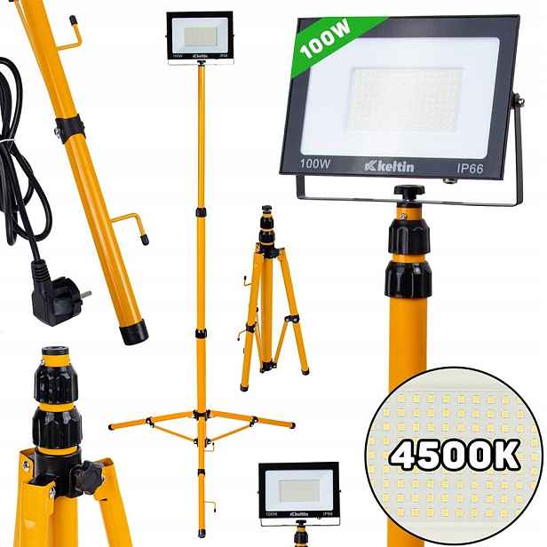 Led Osvětlovač Stavební Stativ Halogen Dílenská Lampa 100W 4500K 160cm