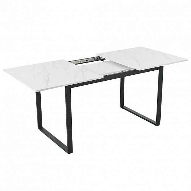 Redom ROZKLÁDACÍ jídelní stůl 140/180 x 80 x 75 cm s nastavitelnými nožkami a deskou v mramorovém dekoru, Bílá