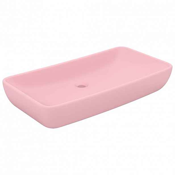 vidaXL Luxusní umyvadlo obdélníkové matné růžové 71 x 38 cm keramické