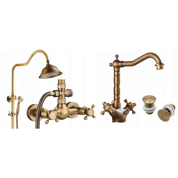 Koupelnová sprchová baterie Old Retro Mosaz Sada Maestro