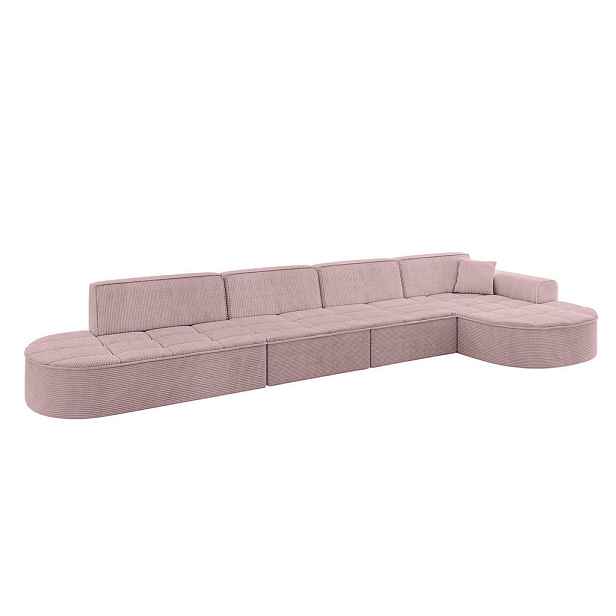 ALTDECOR ROHOVÁ SEDAČKA s otomanem, pravá TARO-L3 413x171x79,5 Růžová Manšestr
