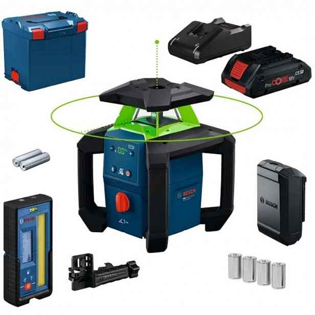 Bosch - 18V AKU rotační laser GRL18V-4-34CVG, dosah 400 m, 1x aku 4,0 Ah Li-Ion, nabíječka 0601061H00
