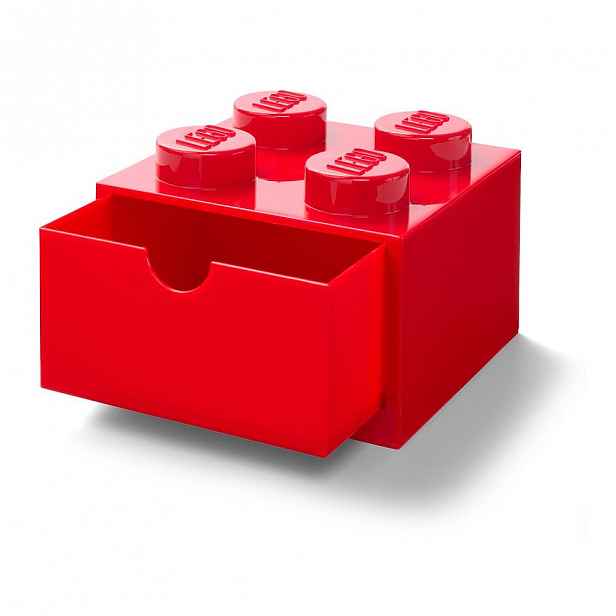 Červený stolní box se zásuvkou LEGO®, 15 x 16 cm
